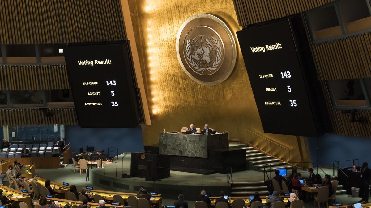 La Asamblea General de Naciones Unidas vota la resolución contra la anexión rusa de territorios ucranianos.