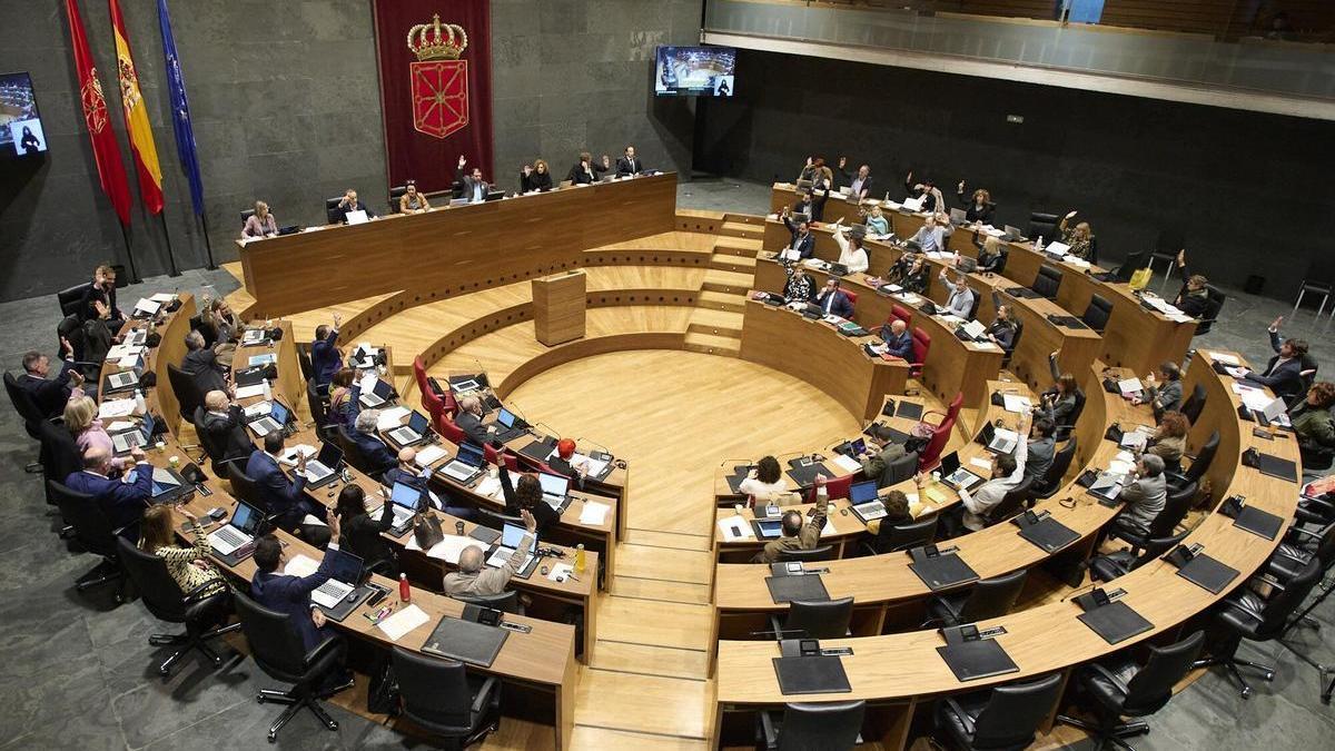 Hemiciclo del Parlamento de Navarra, durante una sesión de esta legislatura.