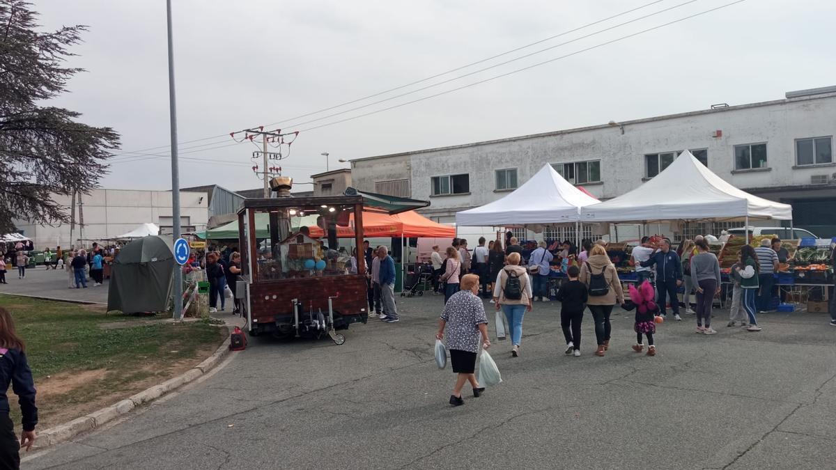 Mercadillo en Landaben esta mañana.