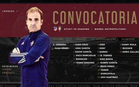 La convocatoria de Osasuna.