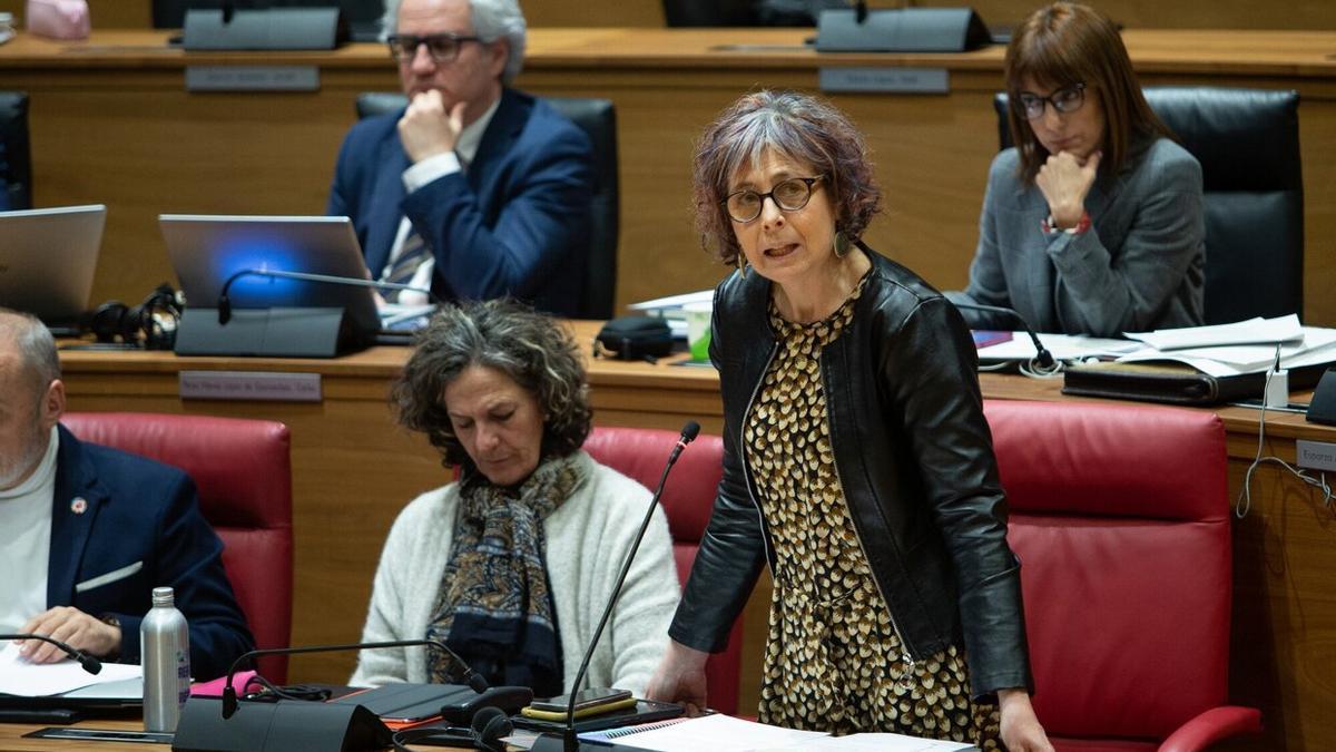 La consejera de Cultura y Deporte del Gobierno de Navarra, Rebeca Esnaola, durante el Pleno del Parlamento de Navarra