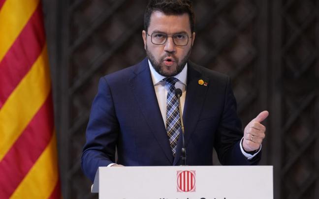 Pere Aragonès, en su comparecencia en el Palau de la Generalitat