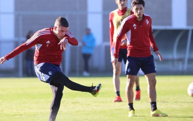 Diego Moreno, entrenando en Tajonar.