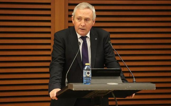 El presidente del Grupo Mondragon, Iñigo Ucin, en su comparecencia de hoy en Donostia.