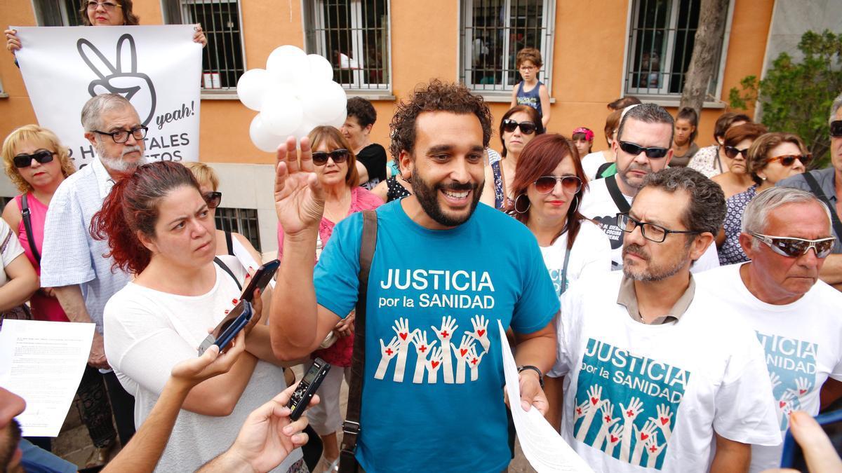 Jesús Candel, Spiriman, en una manifestación por la Sanidad pública en 2017.