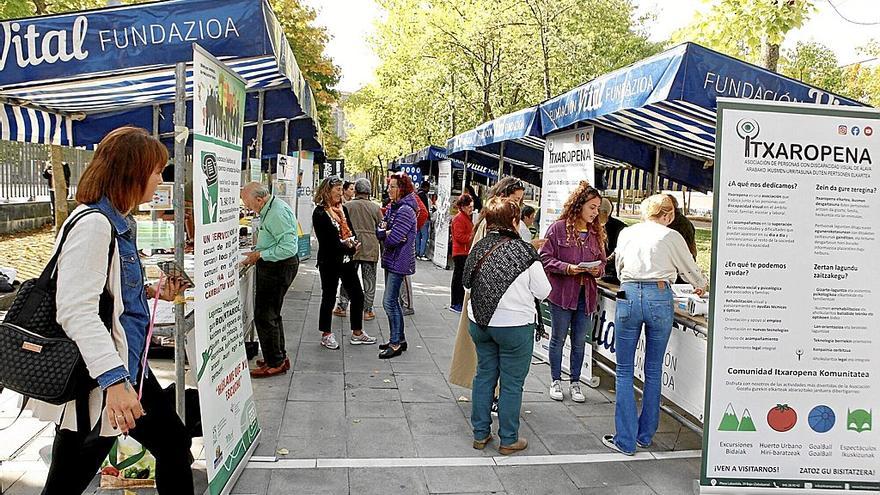 La feria del voluntariado unió a los universitarios alaveses con la realidad y el trabajo de una treintena de asociaciones que actúan en pro y el reconocimiento del tercer sector en la provincia.