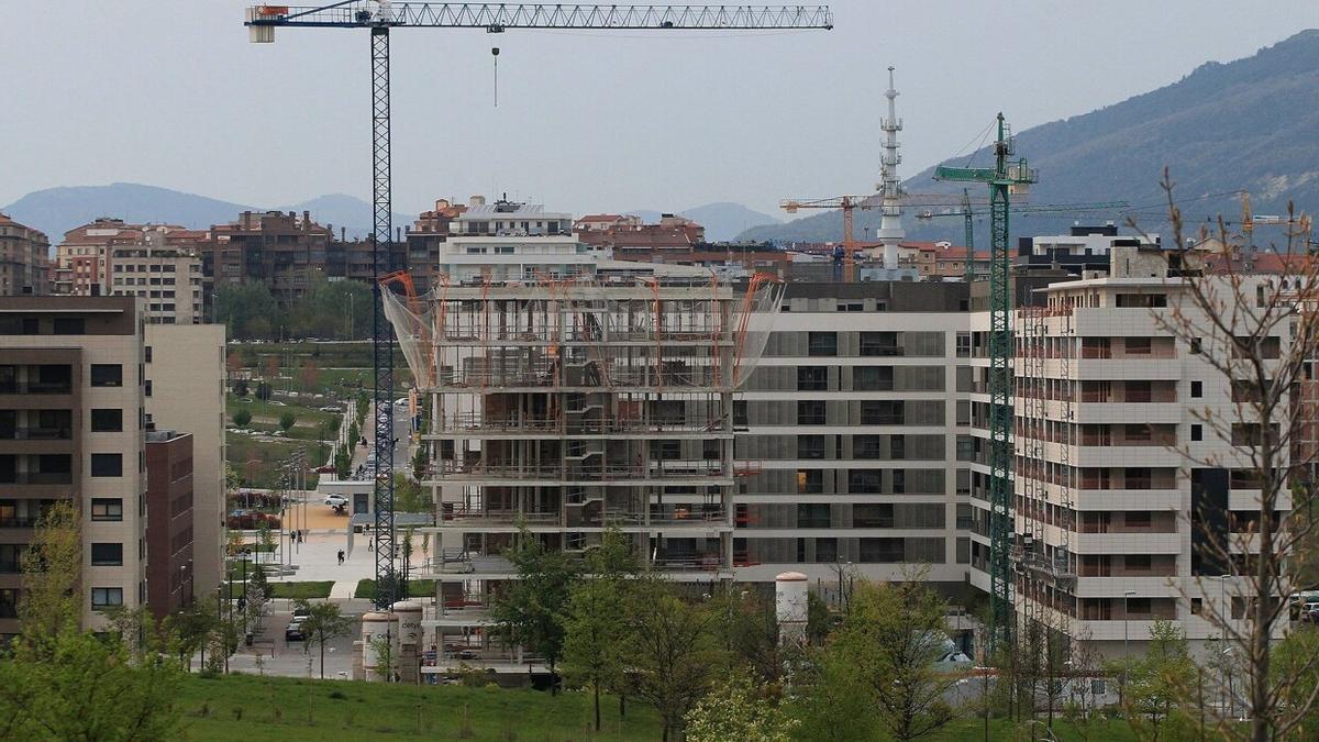 Construcción de viviendas en Pamplona en el año 2019.