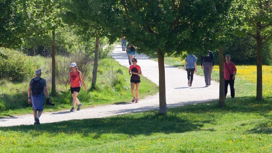 Vecinos de Gasteiz hacen deporte en el Anillo Verde.