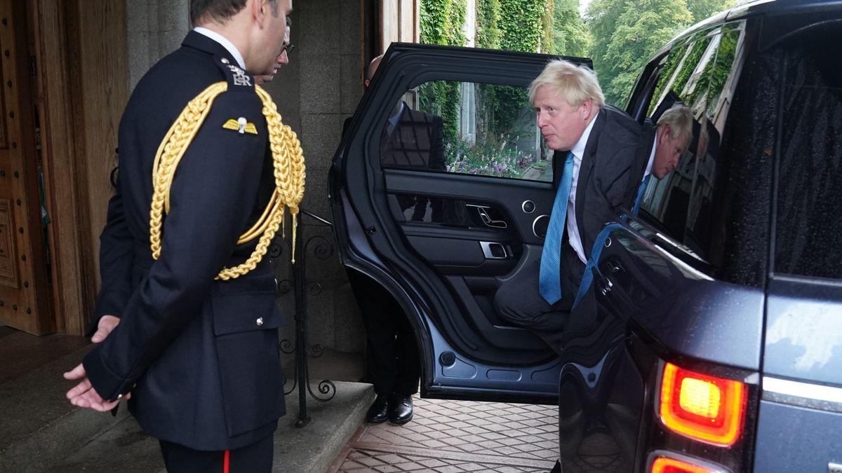 Boris Johnson, a su llegada al castillo de Balmoral.