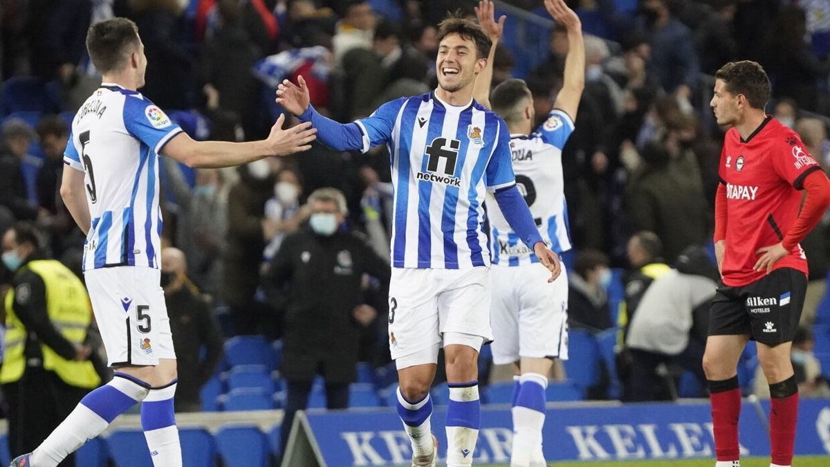 Martin Zubimendi, durante un partido en Anoeta.