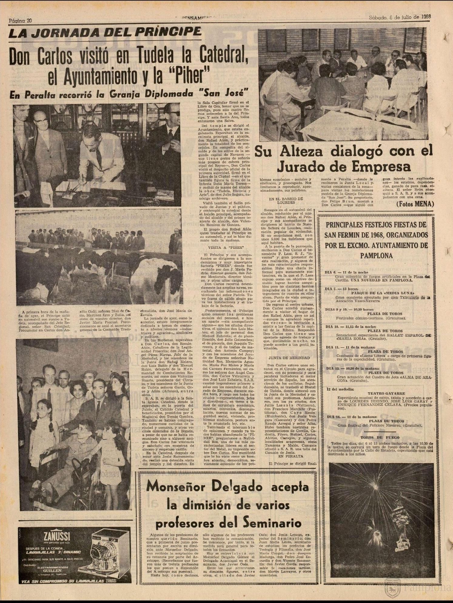 Página de ‘El Pensamiento Navarro’ de la visita.