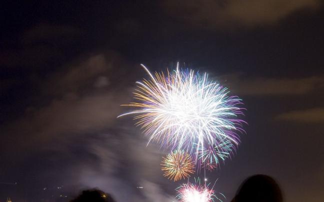 Dos personas observan los fuegos durante una edici&oacute;n anterior del Concurso Internacional.