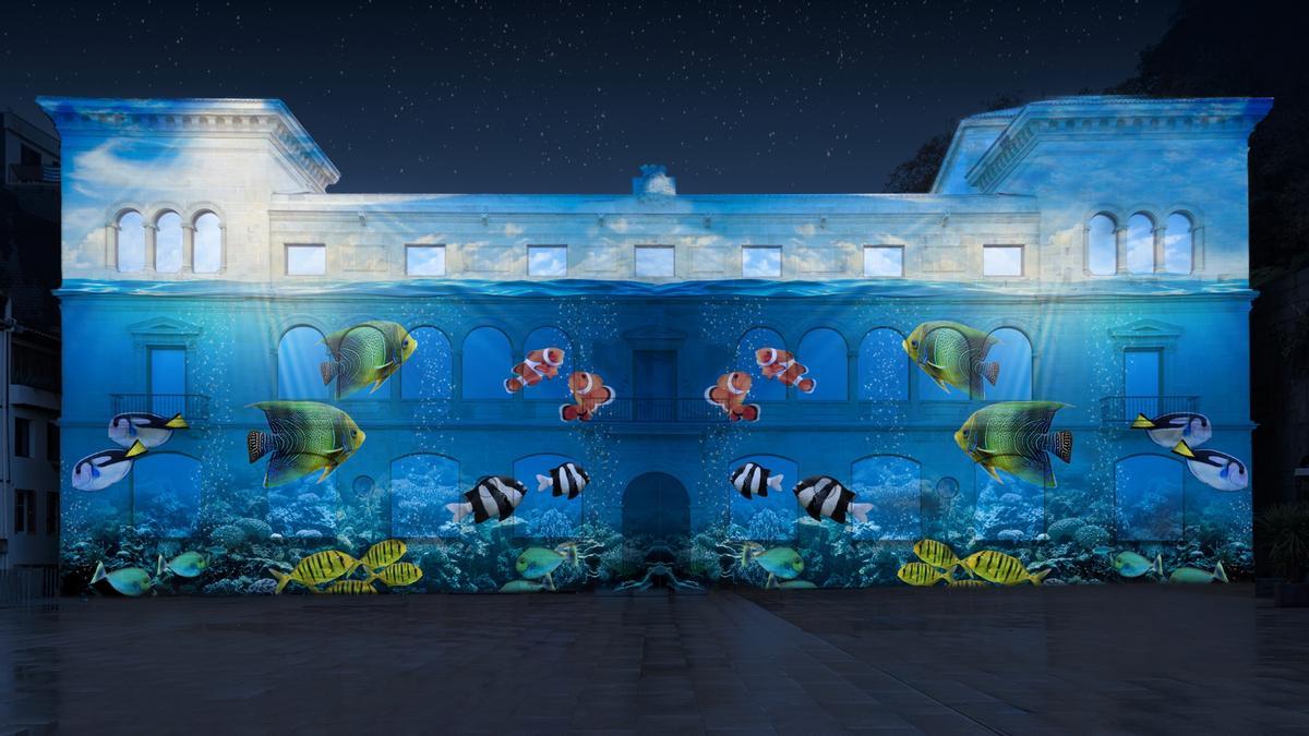 La fachada de San Telmo, convertida en acuario.