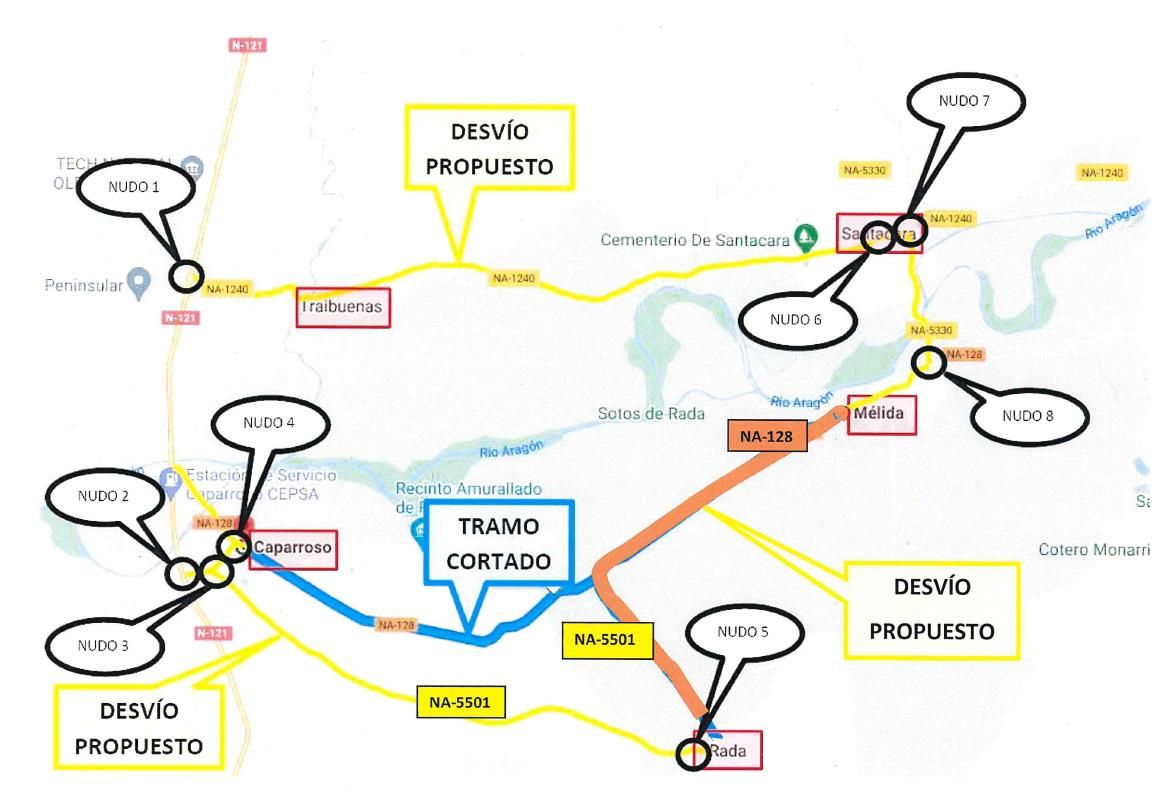 Plano explicativo de los desvíos que se van a producir a partir del próximo martes 8 de noviembre.