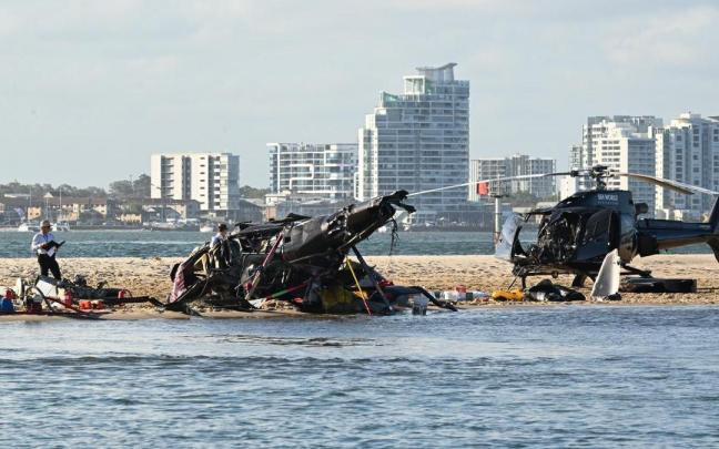 As&iacute; han quedado los dos helic&oacute;pteros tras el accidente en Gold Coast.