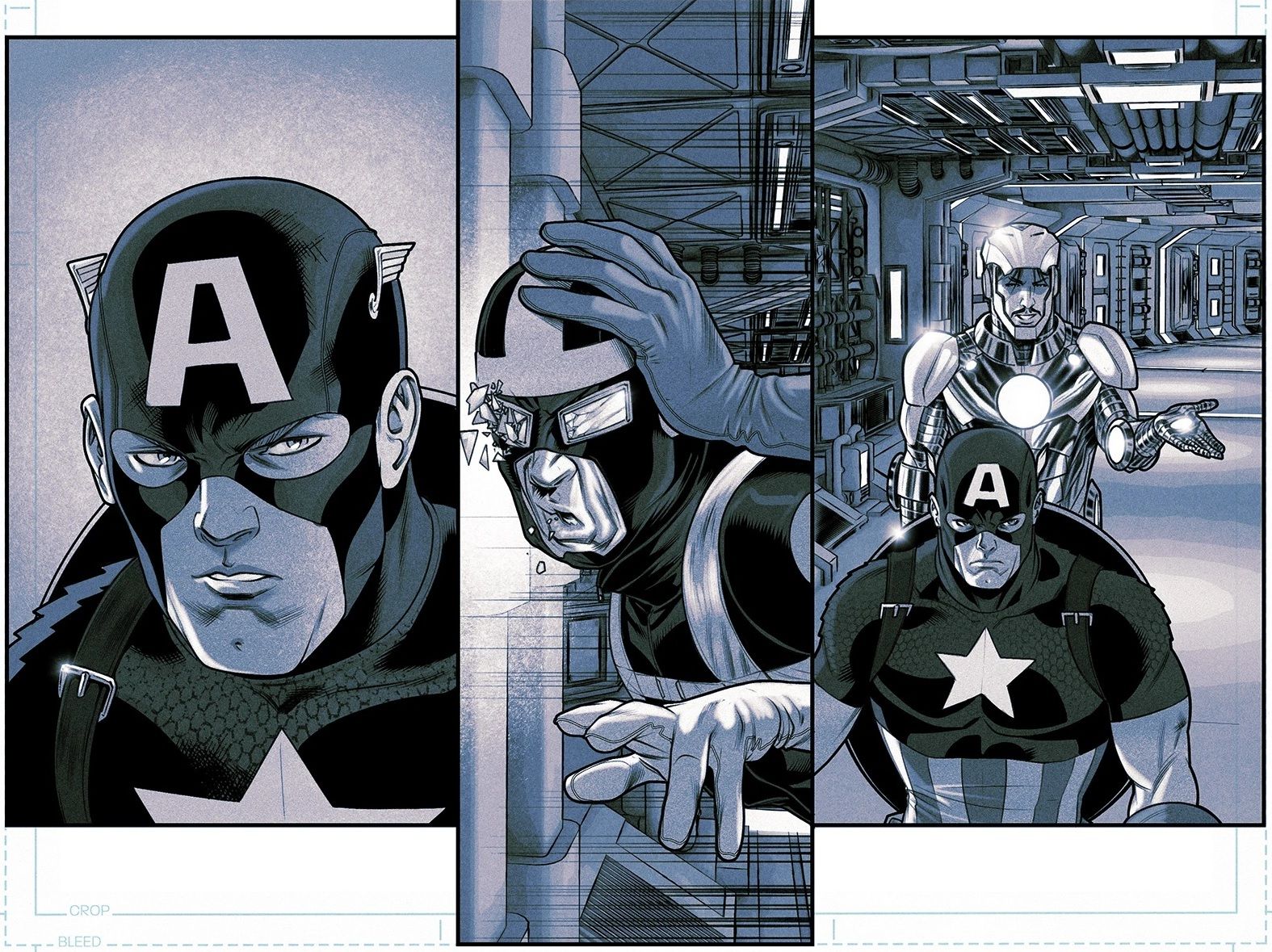 Detalle de los dibujos que preparó Ángel Unzueta para 'Capitán América/Iron Man'.