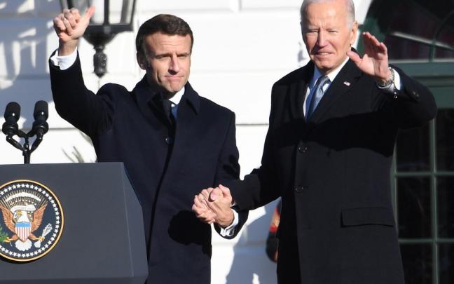 El presidente franc&eacute;s, Emmanuel Macron, y su hom&oacute;logo estadounidense, Joe Biden, en la visita a EEUU del primero.