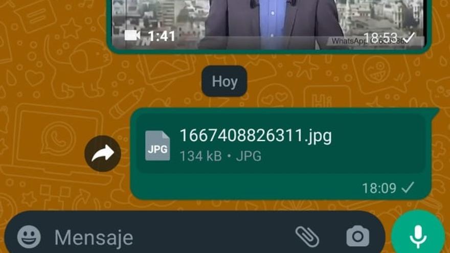 Así llegarán las fotos enviadas como documentos, con icono de documento y sin previsualización.