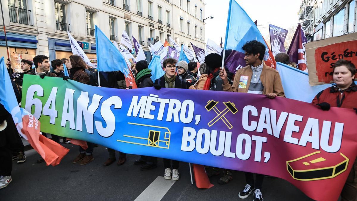 Imagen de la manifestación en París contra la reforma de las pensiones