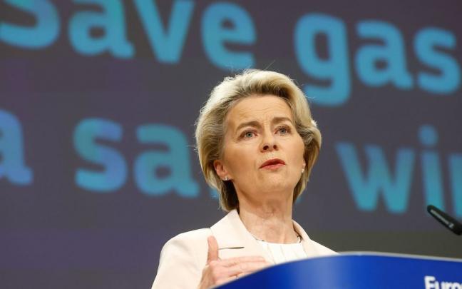 La presidenta de la Comisión Europea, Ursula Von der Leyen, durante la presentación de la propuesta para reducir el consumo de gas.