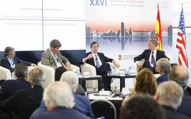El presidente de Caixabank, Jose Ignacio Goirigolzarri, durante el Foro Espa&ntilde;a EEUU