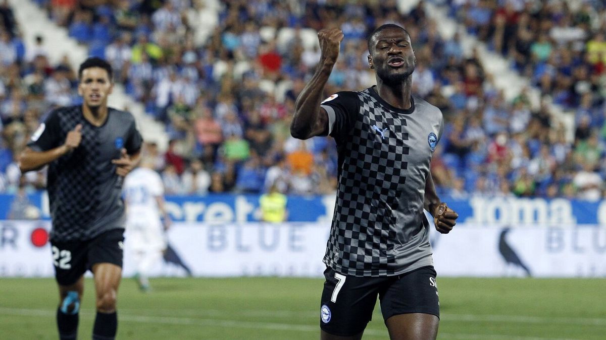 Mamadou Sylla celebra su gol de esta temporada frente al Leganés.