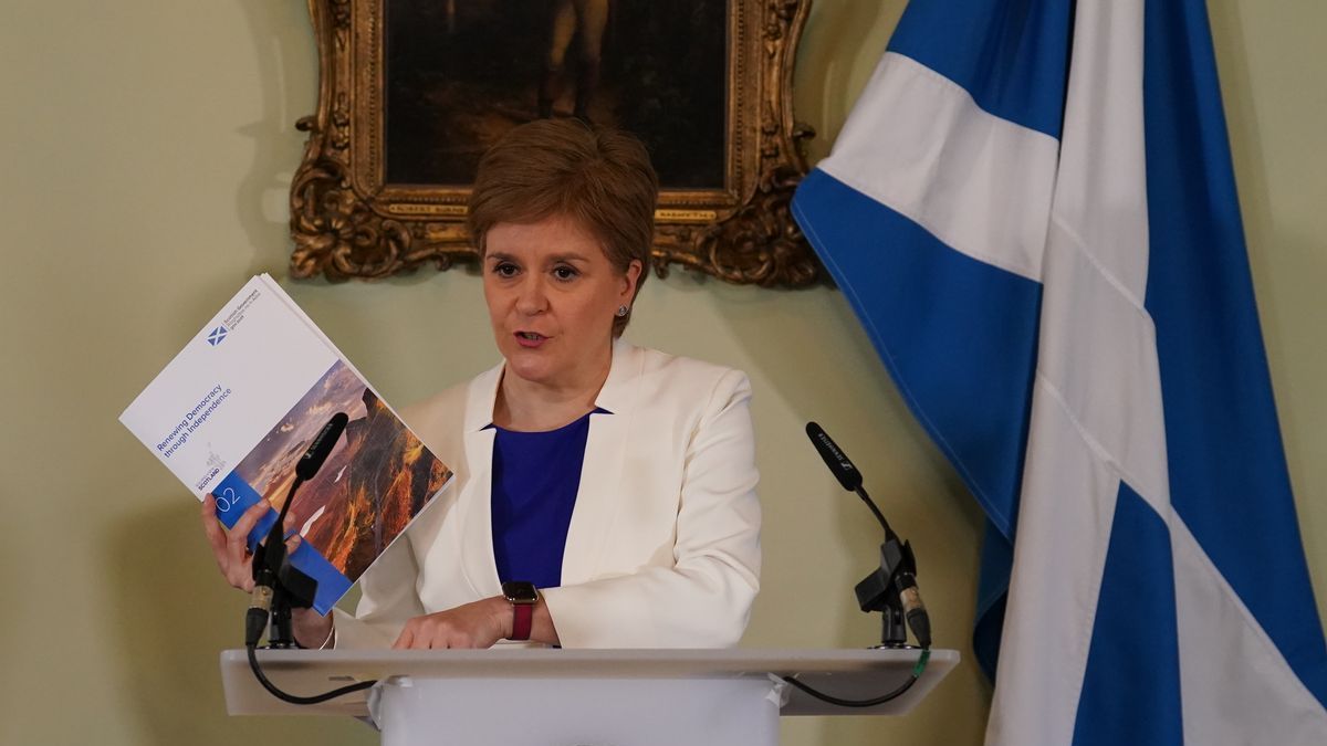 La ministra principal escocesa, Nicola Sturgeon, durante al presentación de su plan para convocar otro referéndum de independencia.