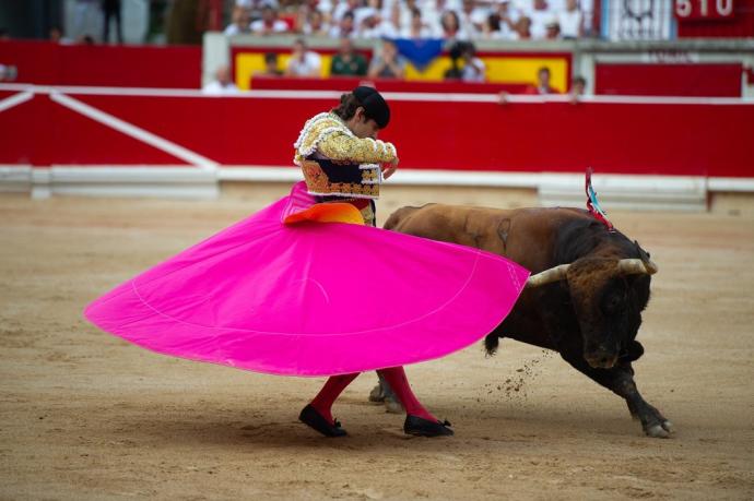 El diestro Javier Marín, durante una corrida en Pamplona