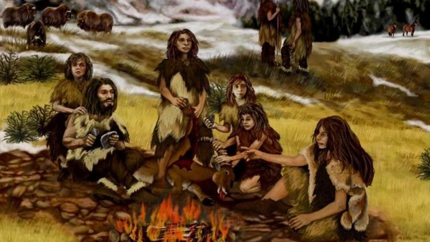 Imagen ilustrativa de los neandertales.