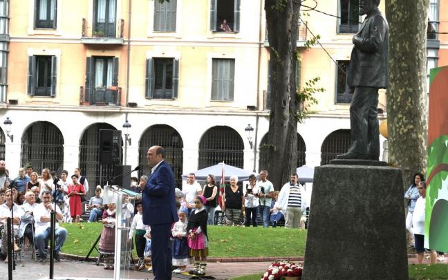 El presidente del EBB del PNV, Andoni Ortuzar, realiza una intervención en el 127 aniversario de la formación. El presidente del EBB del PNV, Andoni Ortuzar, realiza una intervención en el 127 aniversario de la formación.