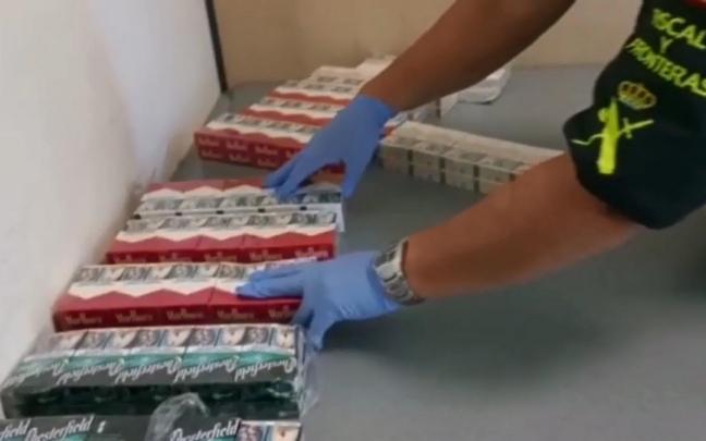 Tabaco requisado a la mujer procedente de Nigeria, en el aeropuerto de Noáin-Pamplona