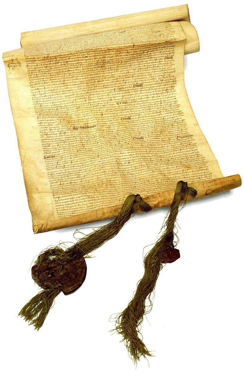 Imagen del pergamino original del Privilegio de la Unión firmado en 1423.