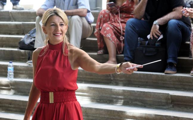 Yolanda Diaz en la reunión de la Comisión Asesora para el análisis del SMI.