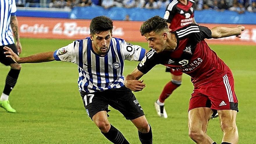 Xeber Alkain marcó el gol de la victoria ante el Mirandés. | FOTO: I. FORONDA
