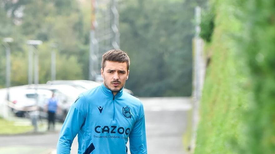 Gorosabel, antes del entrenamiento de hoy.