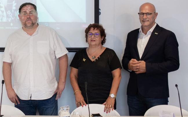 Los exconsellers Oriol Junqueras, Dolors Bassa y Raül Romeva.