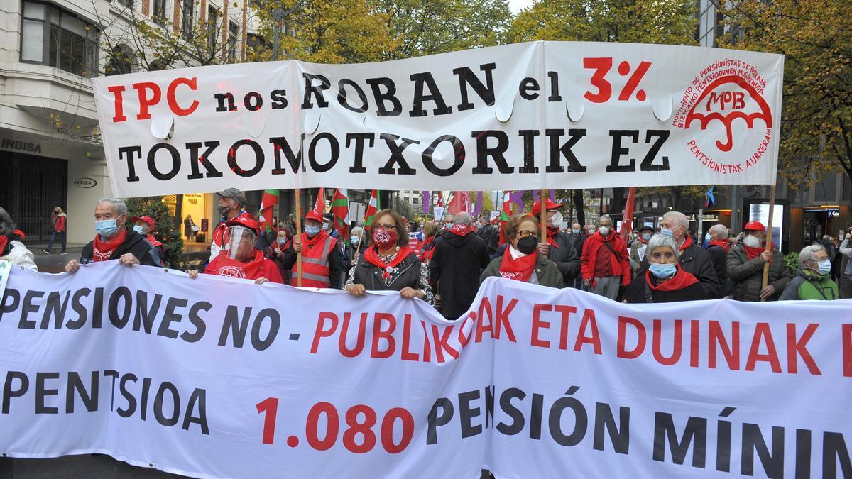 Manifestación de pensionistas en Bilbao.