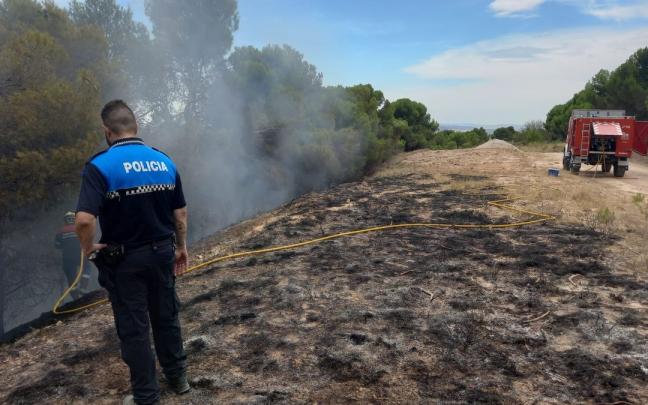 Imagen de la zona quemada hoy en Funes, junto a un pinar.