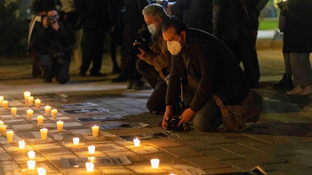 Homenaje en México a los periodistas muertos este 2022.
