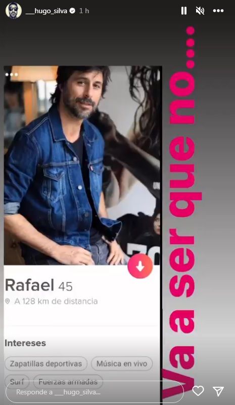 Hugo Silva, compartiendo el fraude en sus stories de Instagram.