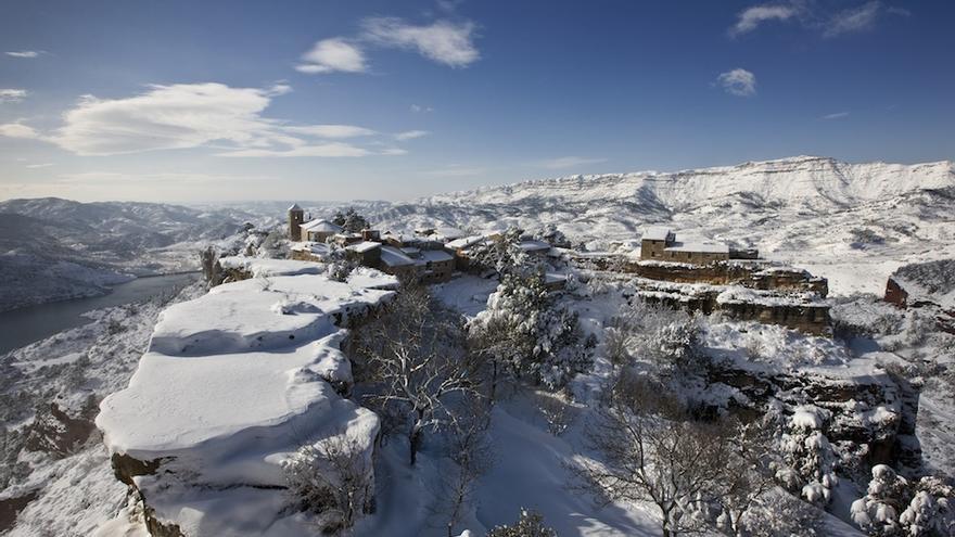 Siurana, bajo un gigantesco manto de nieve.