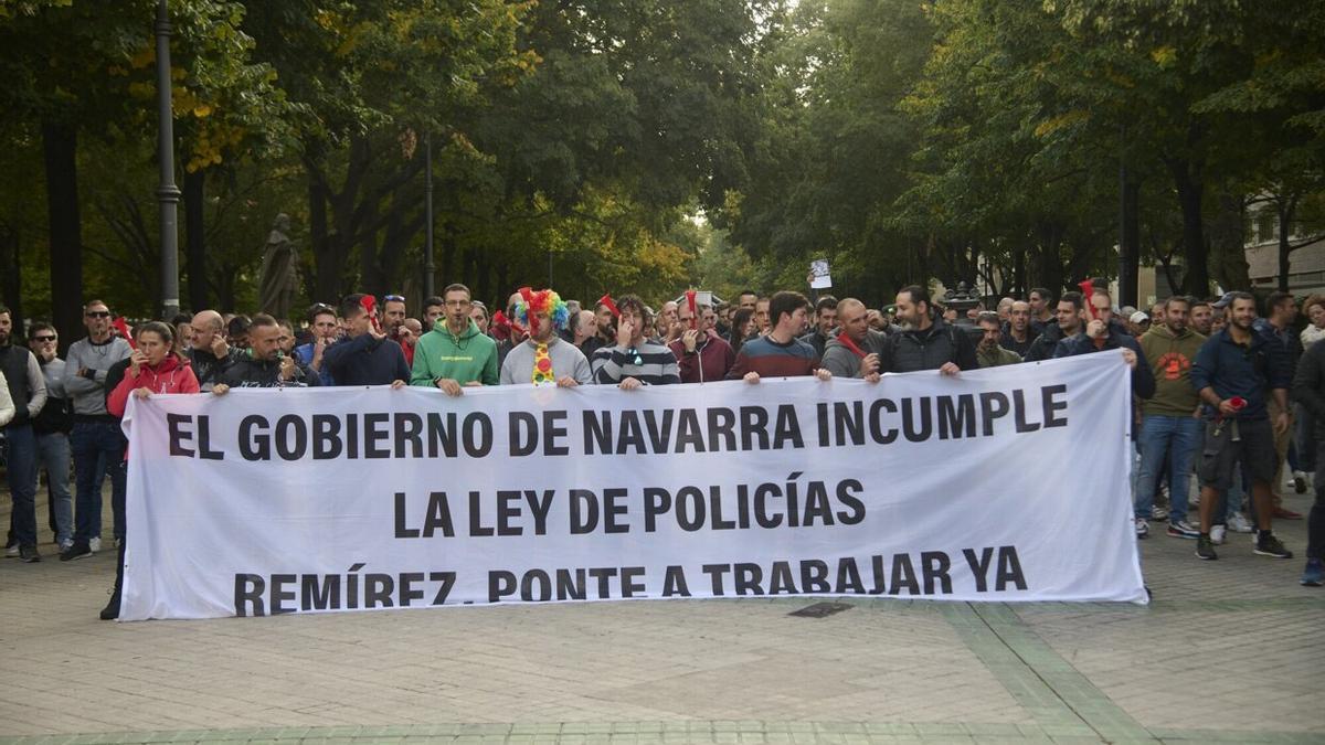 Concentración de policías forales celebrada la semana pasada.