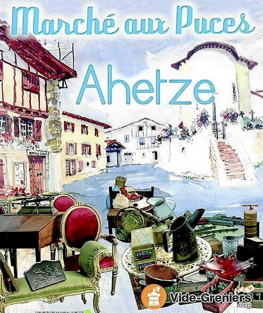 Cartel de la próxima edición del ‘Marché aux Puces’ de Ahetze, una de las citas más populares de Iparralde.