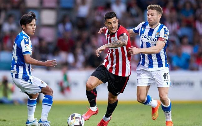 Kubo, Yuri e Illarramendi, en un encuentro de esta pretemporada.