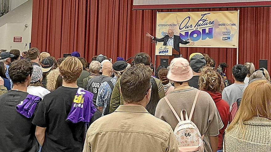 El senador Bernie Sanders, durante el mitin en Reno para apoyar la candidatura de la demócrata Catherine Cortez-Masto. Foto: X. Irujo