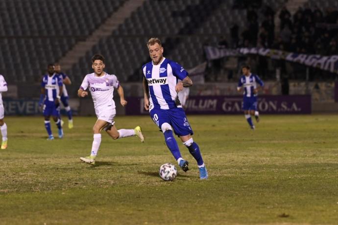 Guidetti, durante el partido con el Alavés de la Copa del Rey ante el Jaén