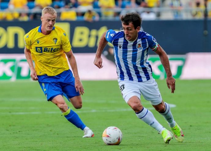 Oyarzabal, durante el partido contra el Cádiz.