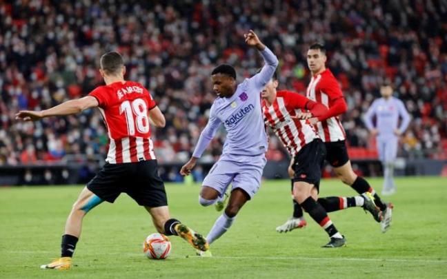 Ansu Fati resultó lesionado en el partido copero ante el Athletic