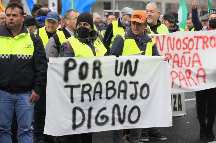 Manifestación de transportistas celebrada en Madrid