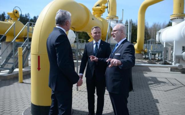 Un momento de la inauguración este jueves del gasoducto lituano-polaco.